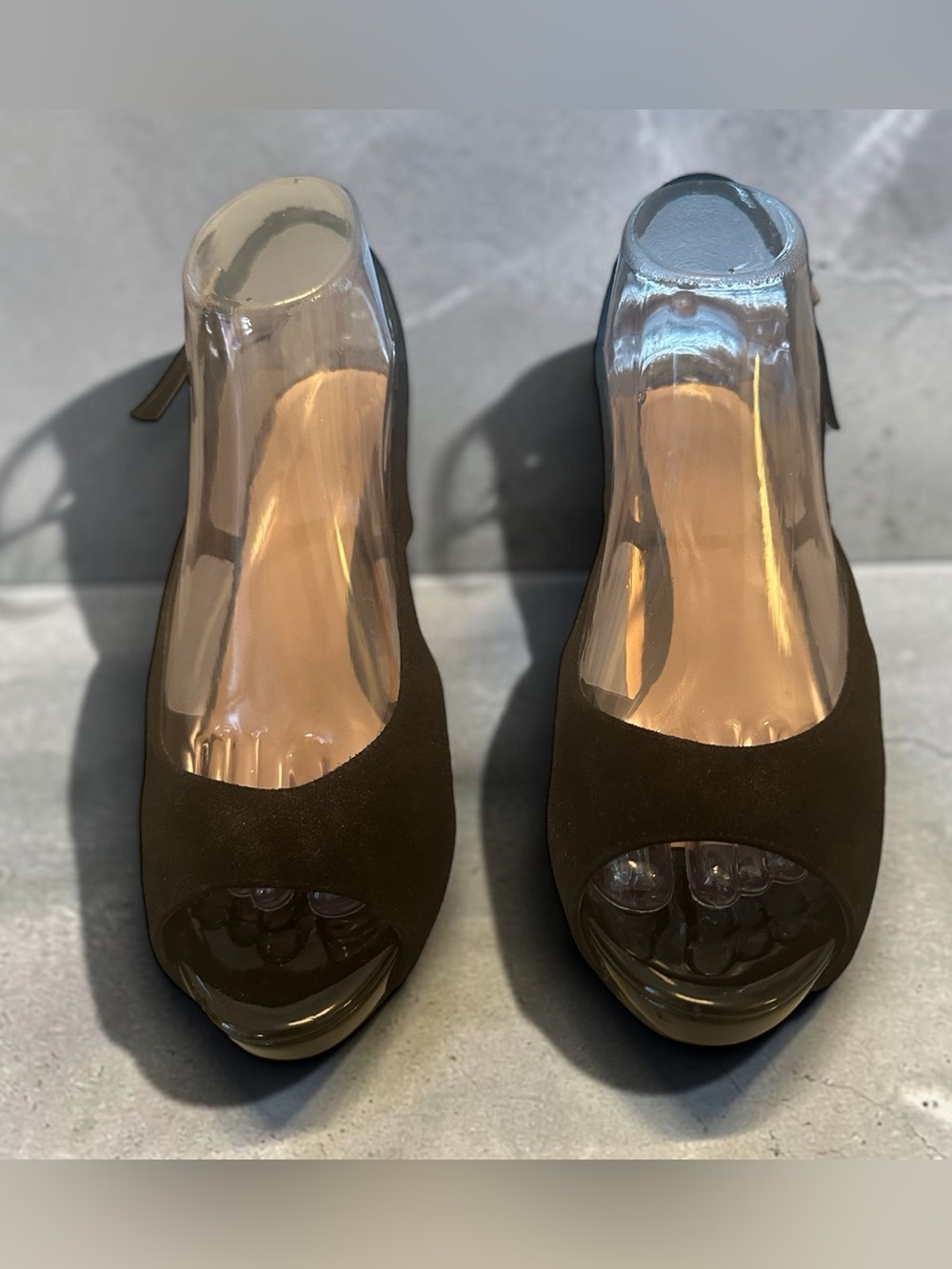 kate spade Black suede Peep-Toe Slingbacks
